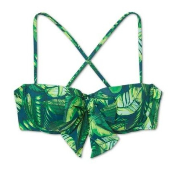 Shade & Shore Other - Shade & Shore Light Lift Palm Print Bow Bikini Top